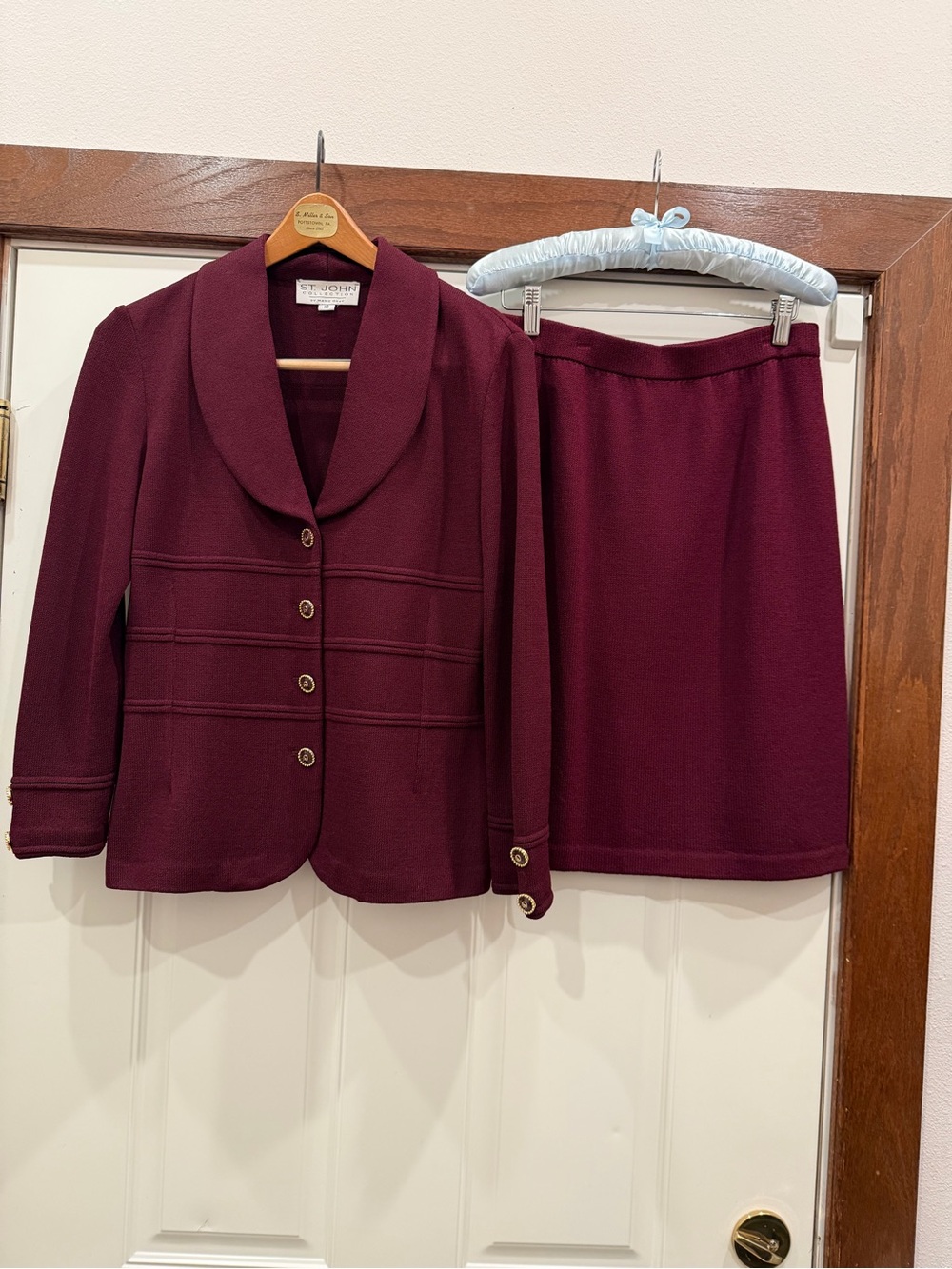 St. John Collection by Marie Gray Wine/Burgundy Fitted Jacket and Skirt